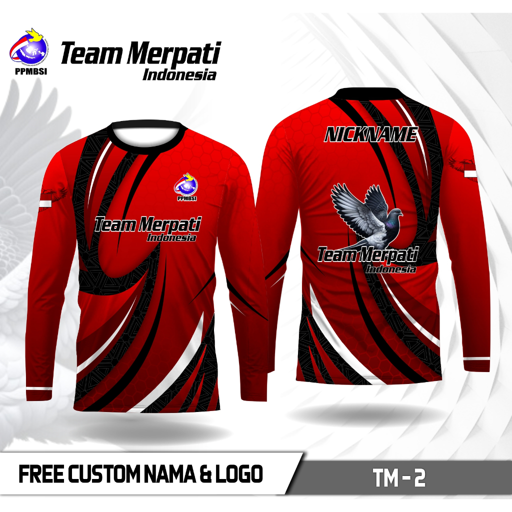 Kaos jersey merpati baju team merpati free custom lengan panjang