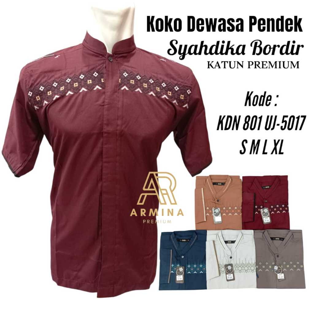Armina Premium Koko Dewasa Pendek Syahdika Bordir Katun
