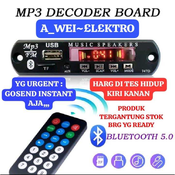 Modul MP3 Bluetooth Plus FM Radio / KIT Modul MP3 Pemutar Lagu USB Player BT 12V