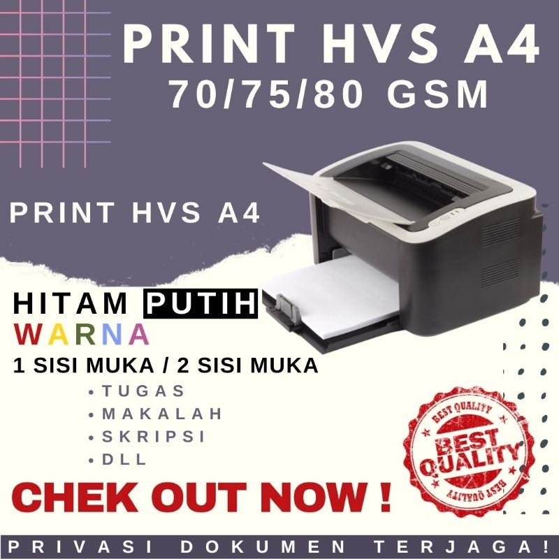 

PRINT/CETAK KERTAS TERMURAH HVS A4 70/75/80 GSM