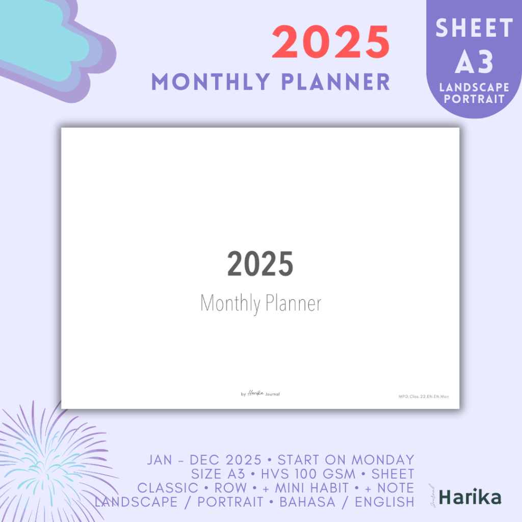 

Monthly Planner 2025 | A3 | Lembaran / Kalender