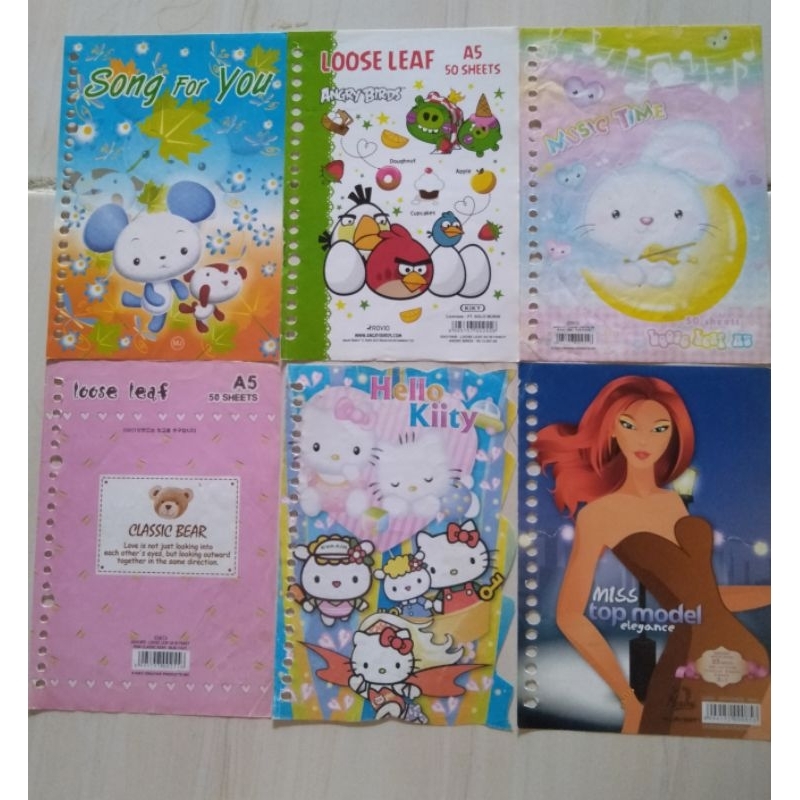 

Isi binder bergambar loose leaf pembatas kertas