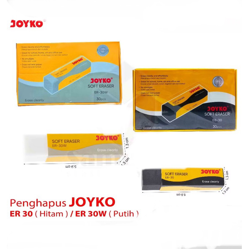 

( 1 pcs ) Joyko Eraser ER-30W EB-30 / Penghapus Warna Hitam dan Putih Sedang Murah Berkualitas