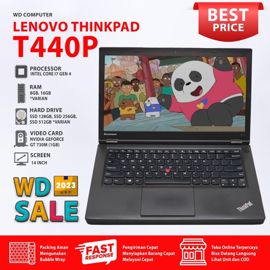 Lenovo T440P Core I7 Gen 4 I Ram 16 Gb Ssd 1 TB I Dual VGA NVIDIA I Bonus Mouse Dan Tas