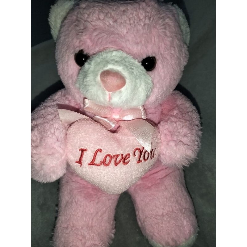 BISA COD BONEKA BERUANG KECIL SEDANG 25 CM PINK PITA I LOVE YOU