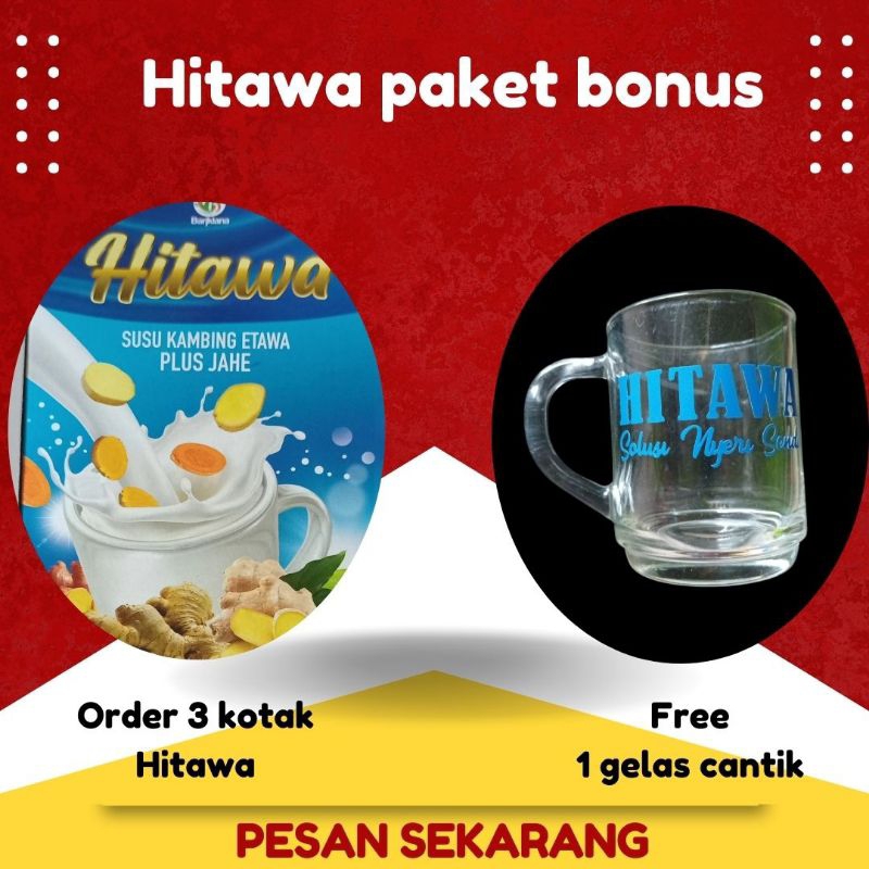 

susu hitawa 200 gr paket 3 box free 1 gelas cantik