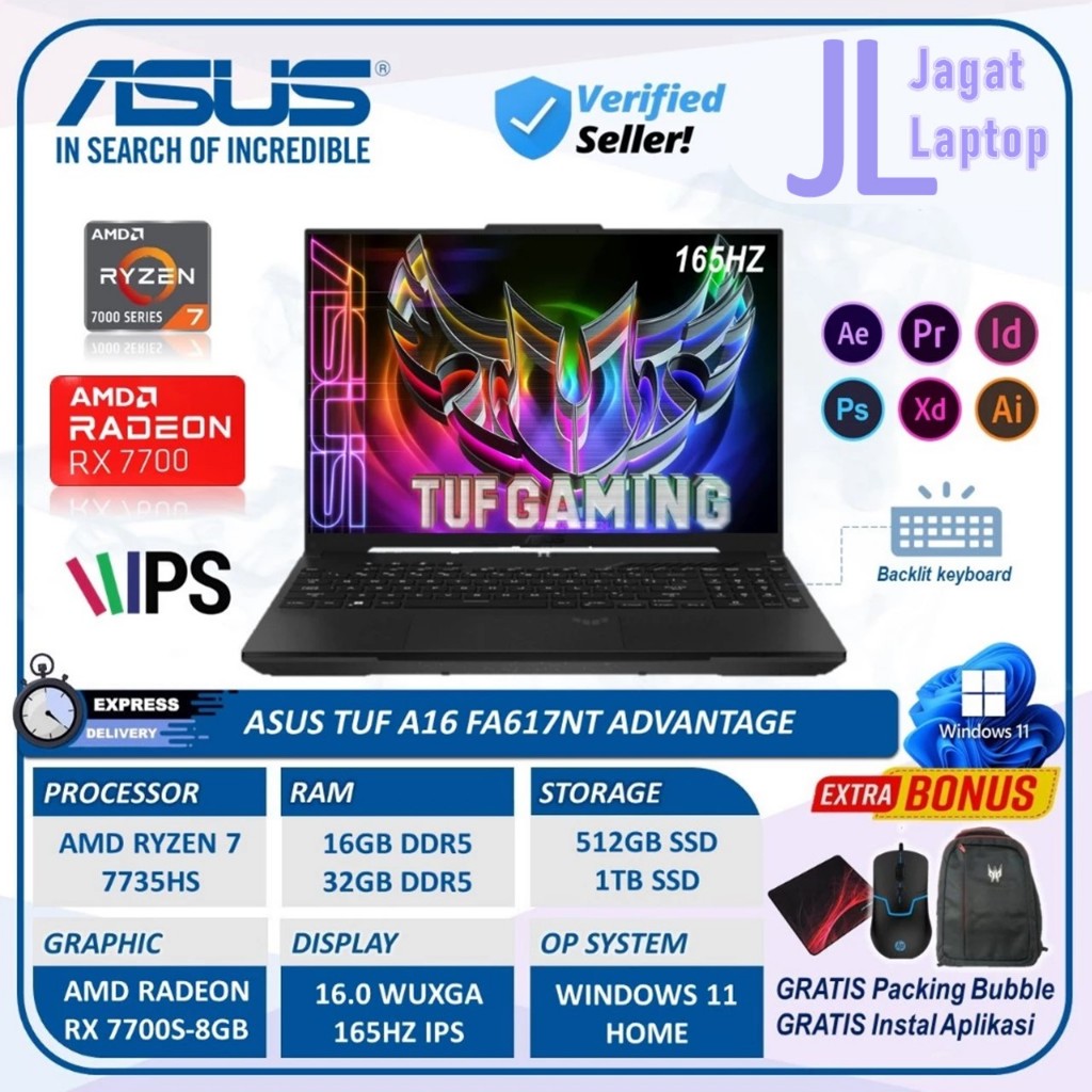Laptop Gaming Asus Tuf A16 Advantage Amd Ryzen 7 7735hs 32gb 1tb Rx 7700s 16.0" WUXGA 165Hz IPS