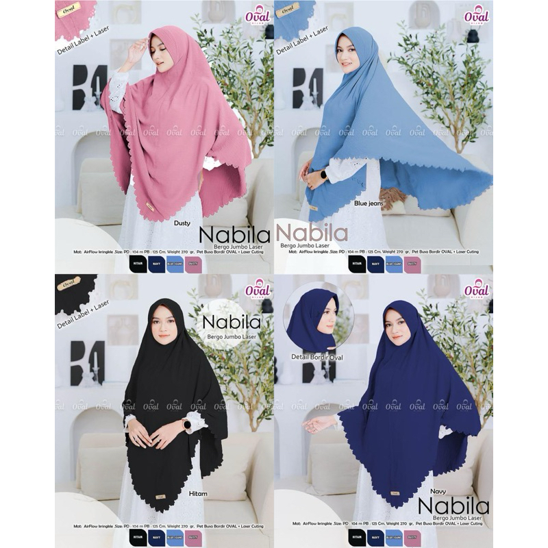 Nabila bergo Jumbo Laser By oval Hijab Wanita Airflow Crinkle HICLO DEFEND X HICLO