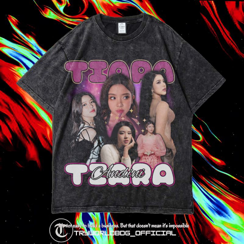 TRYWORLDBDG OFFICIAL "TIARA ANDINI" KAOS OVERSIZED | KAOS WASHED | STONE WASH | OVERSIZED T SHIRT | 