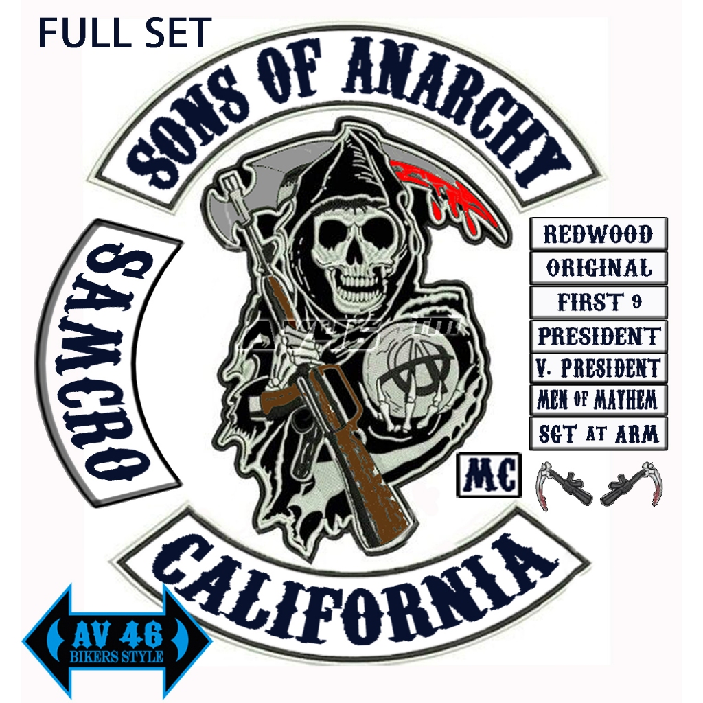 AV46 Logo Patch Sons Of Anarchy Original SOA Samcro bordir komputer motor club
