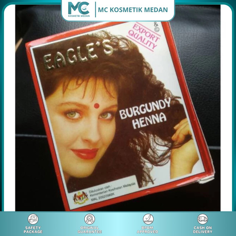 HENNA HERBUL SEMIR RAMBUT BURGUNDY/ EAGLE HAIR DYE MERAH/ harga 6 sachet