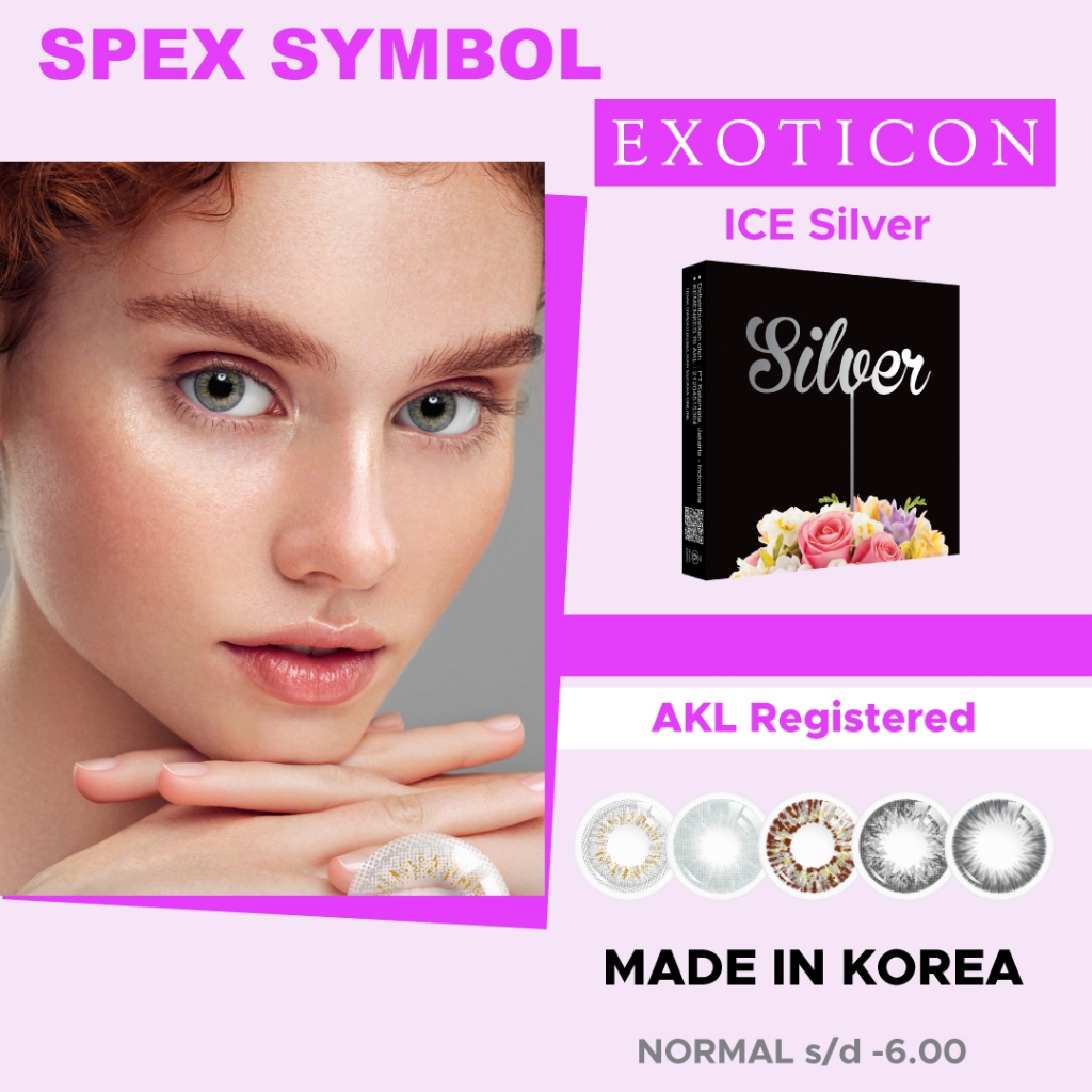 Spex Symbol Softlens ICE Silver Grey | Cloudy Grey | Light Grey | Icy Grey | Ash Grey By Exoticon