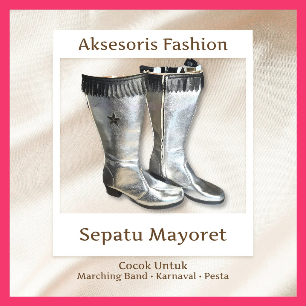sepatu mayoret sma dewasa silver marching drum band aksesoris accessories perlengkapan baju pakaian 