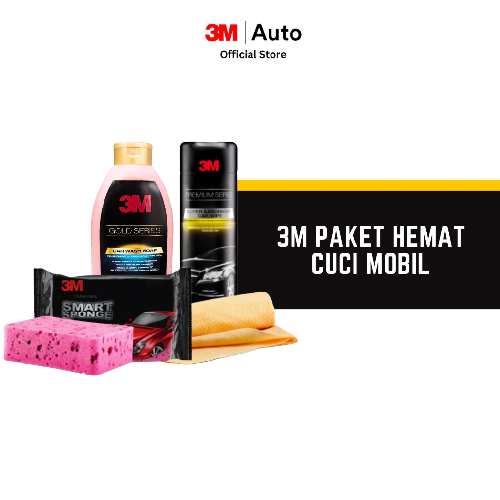 3M Auto Paket Hemat Cuci Mobil - Lap, Sponge, Sabun, Shampo Cuci Mobil