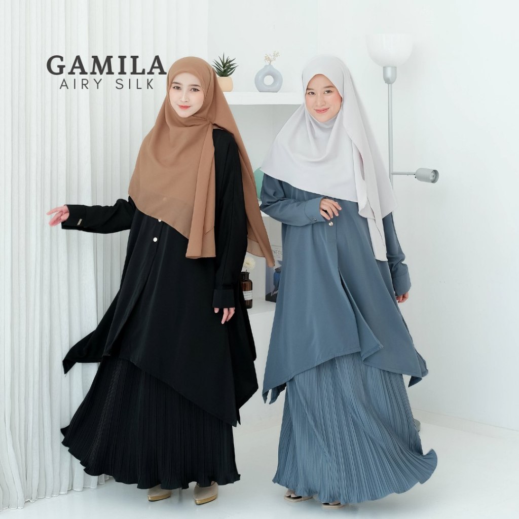 Albata Hijab | Widuri Collection - Gamila One Set Tunik Rok Plisket