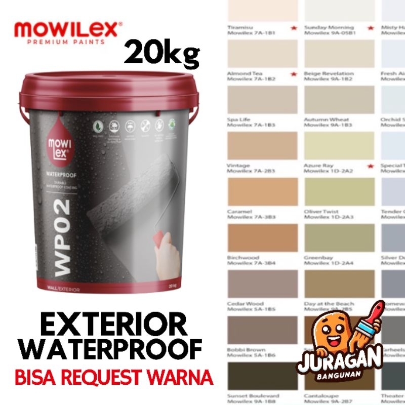 MOWILEX WP02 W1501 PUTIH Exterior Waterproof Paint 20kg | Bisa Request Warna | Cat Tembok Luar | Ban