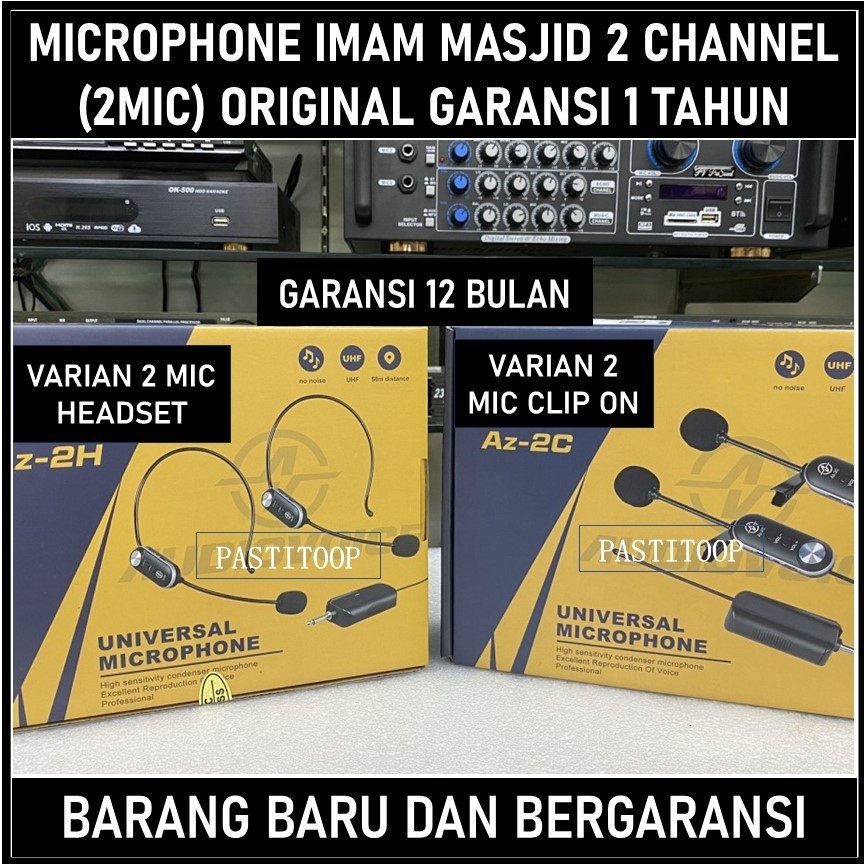 Mic imam masjid wireless Clip on jepit / Headset bando 2 mic Original