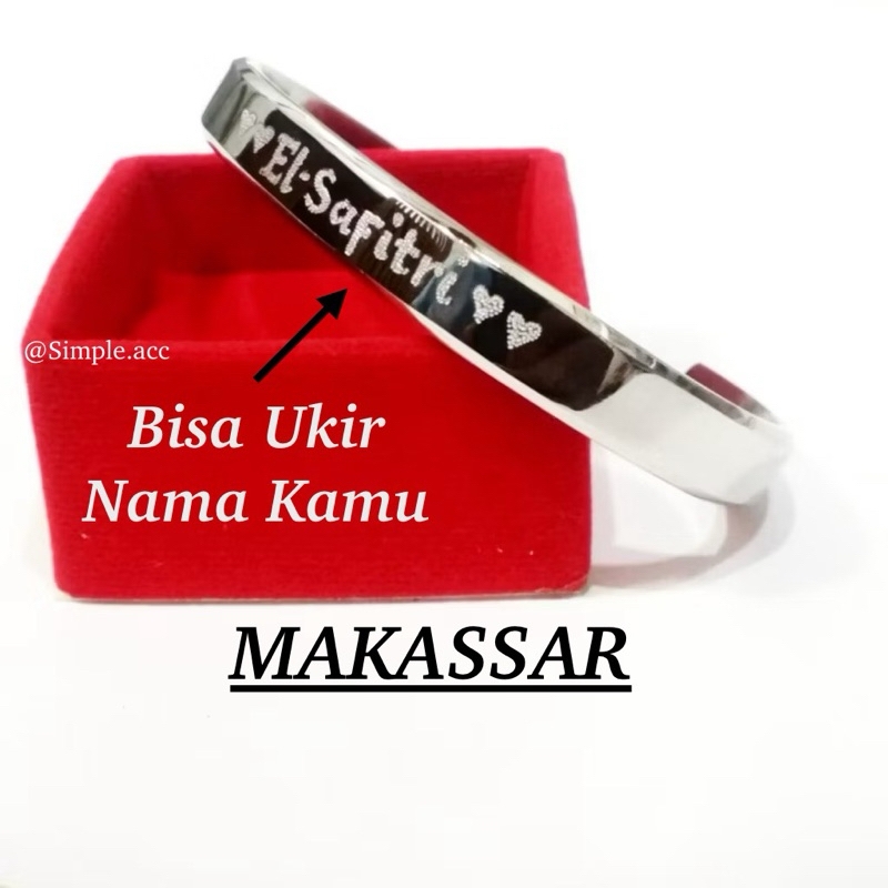 Gelang tangan Baja putih bayi / anak / remaja / dewasa / UKIR NAMA