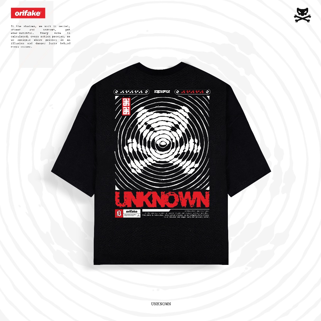 [COD] ORIFAKE- T-Shirt Oversize Design Unknown Black Kaos Pria Original