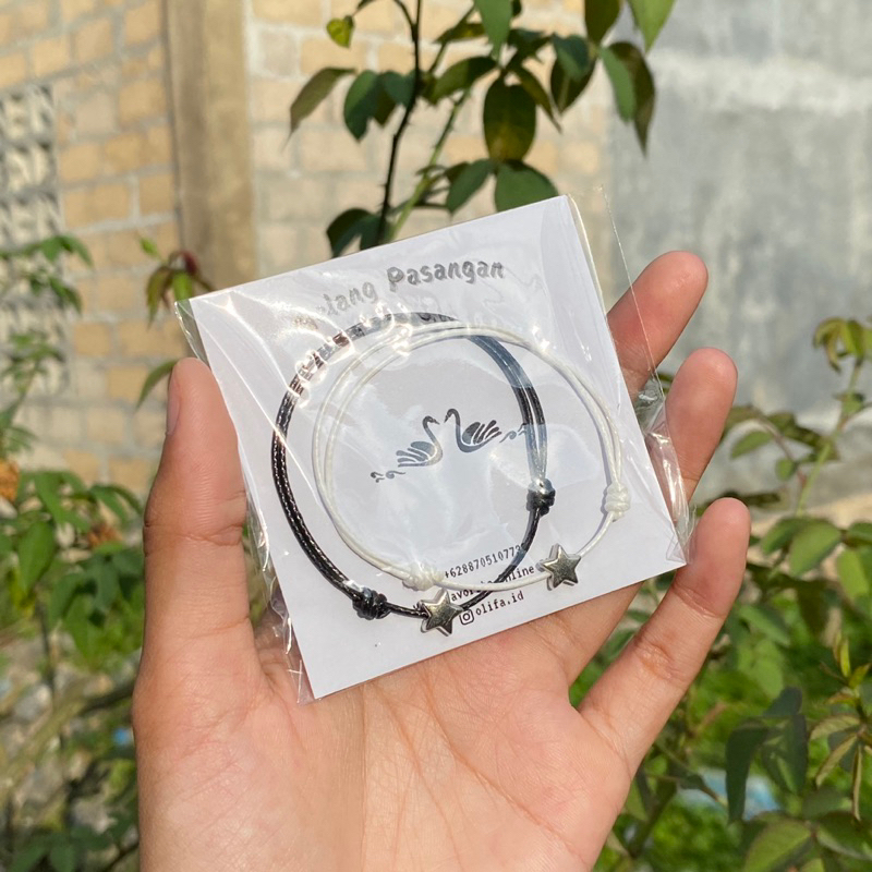 [olifa.id] Gelang Couple Bintang Silver Simple | Gelang Pasangan | Gelang Tali Couple | Gelang Binta