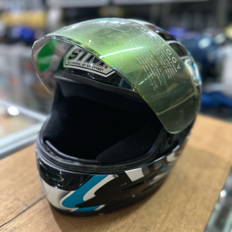 Helm Full Face Index/STM XC-08 Dewasa Import Black Tosca