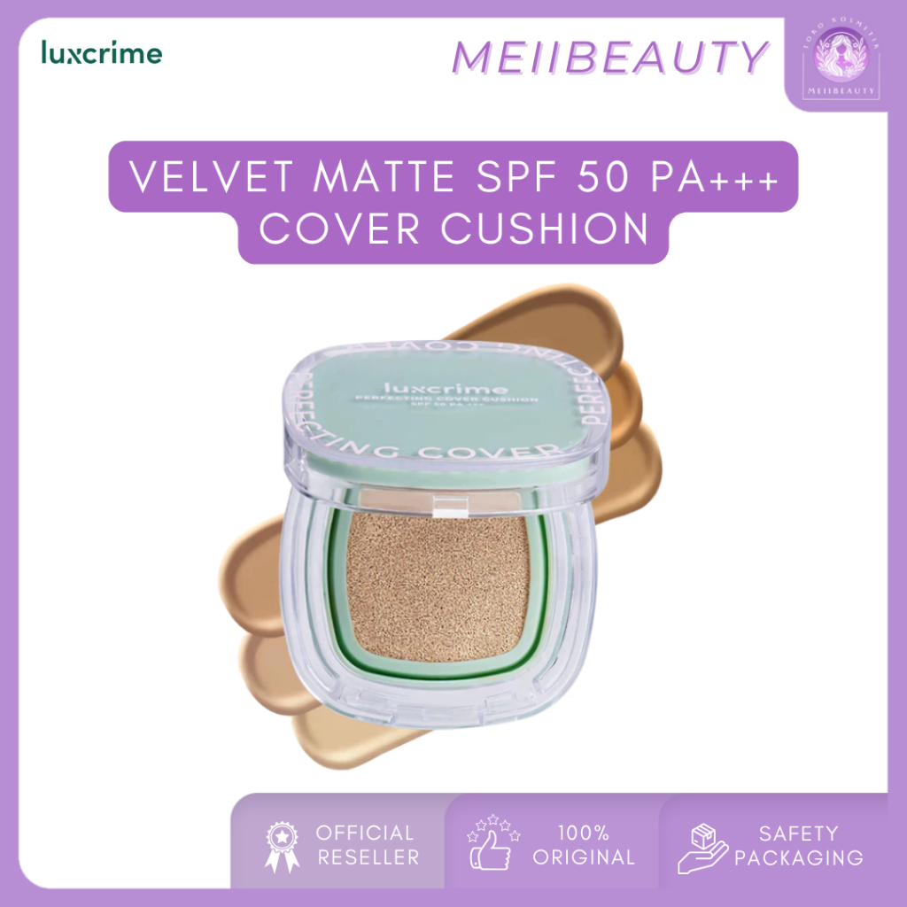 LUXCRIME Perfecting Cover  Cushion - Velvet Matte SPF50  PA+++ | Foundation Bedak MAkeup Full Refill
