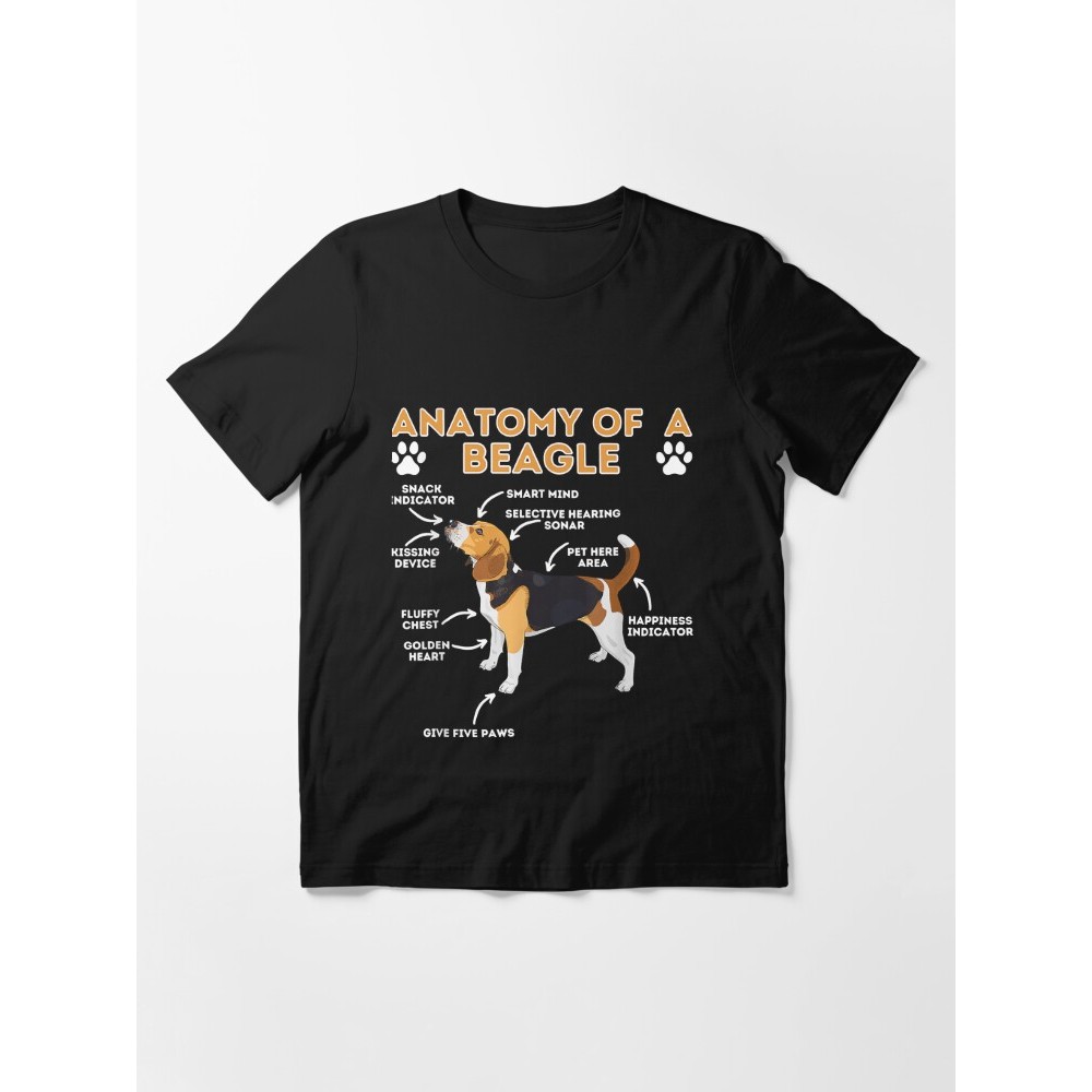 Kaos Animal Anatomy Of A Beagle Funny Beagle Dog Lover Pet Owner Essential T-Shirt
