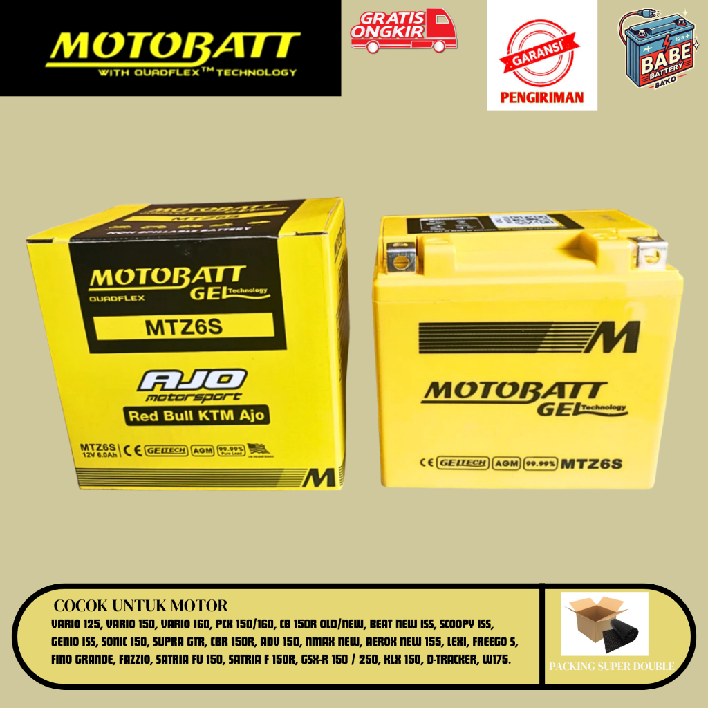 AKI MOTOR Vario 160, Vario Techno 125 CBS, Vario 150 New, Vario 125 Old MEREK MOTOBATT  MTZ6S