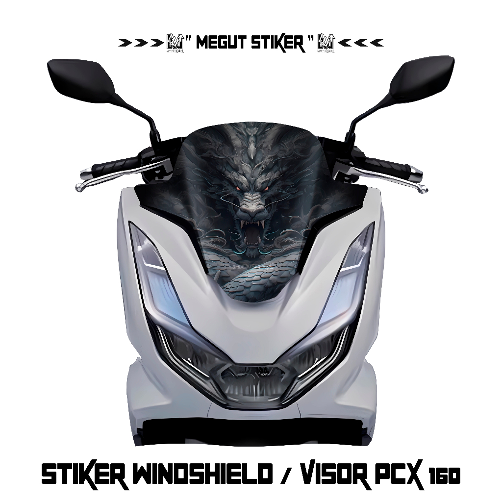 stiker visor windshield pcx new 160 gambar naga ( motif 4 ) / sticker windshield pcx 160 #visorpcx