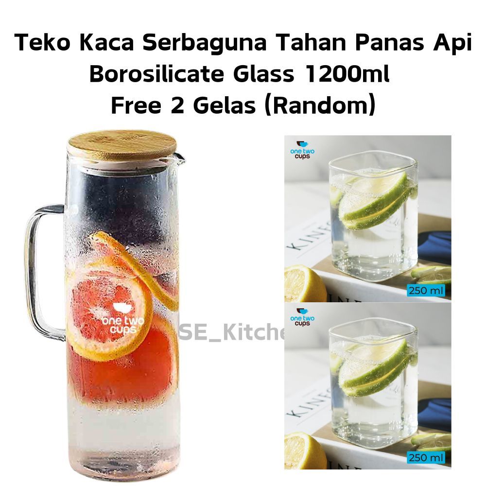 Teko Kaca Tahan Panas Api Pitcher Teh Borosilicate Glass 1200ml