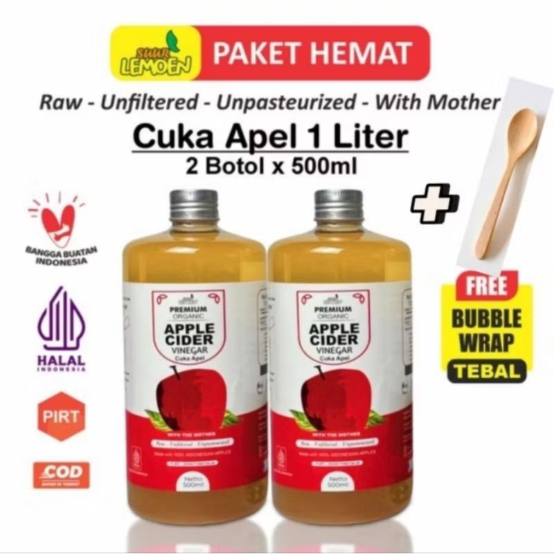 

CUKA APEL 1.000 ML || APPLE CIDER VINEGAR WITH MOTHER || CUKA APEL PAKET 1.000 ML BY SUUR LEMOEN ID