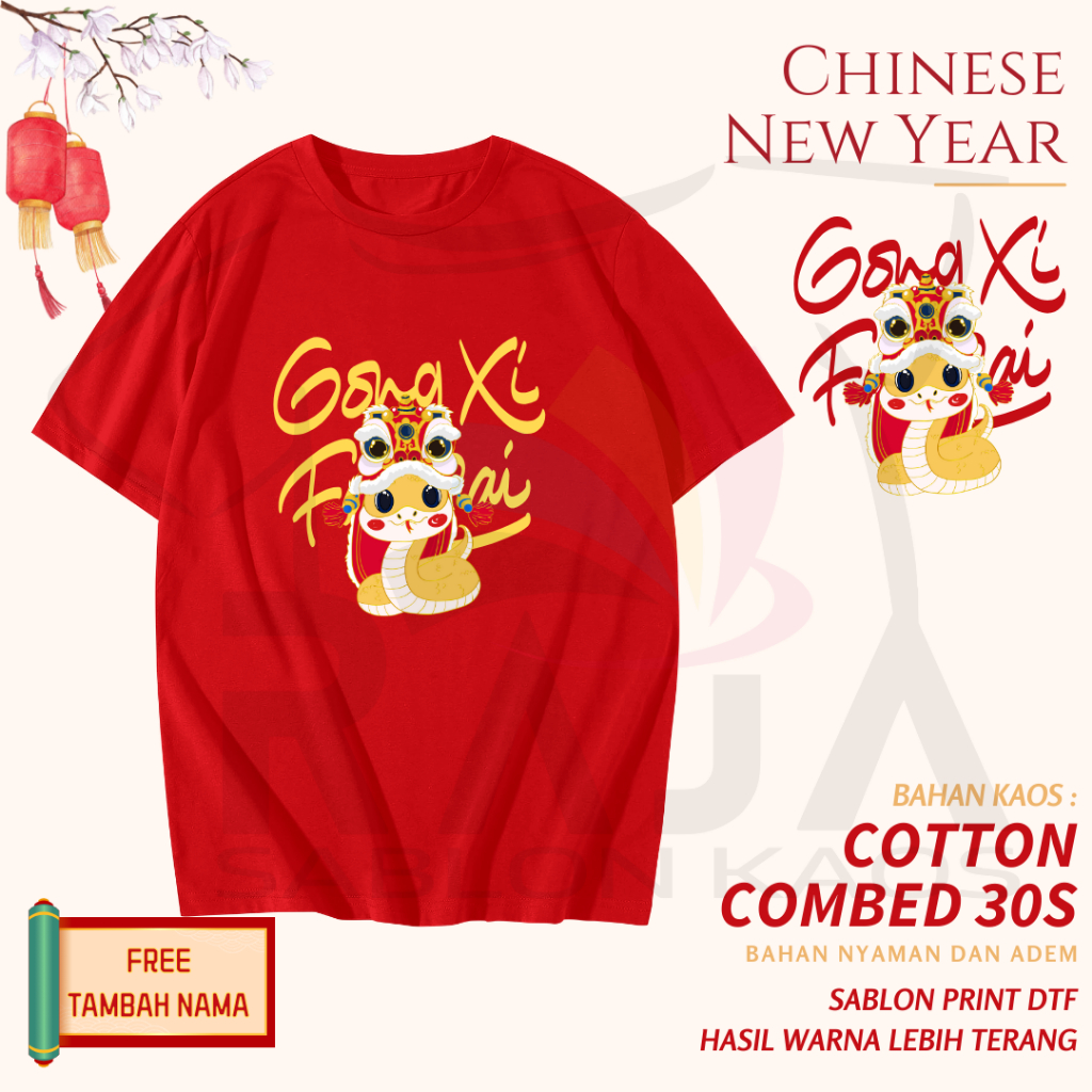 Raja Sablon Kaos Imlek Chinese New Year Snake Shio Ular Baju Imlek Shio Ular 2025 Type 12