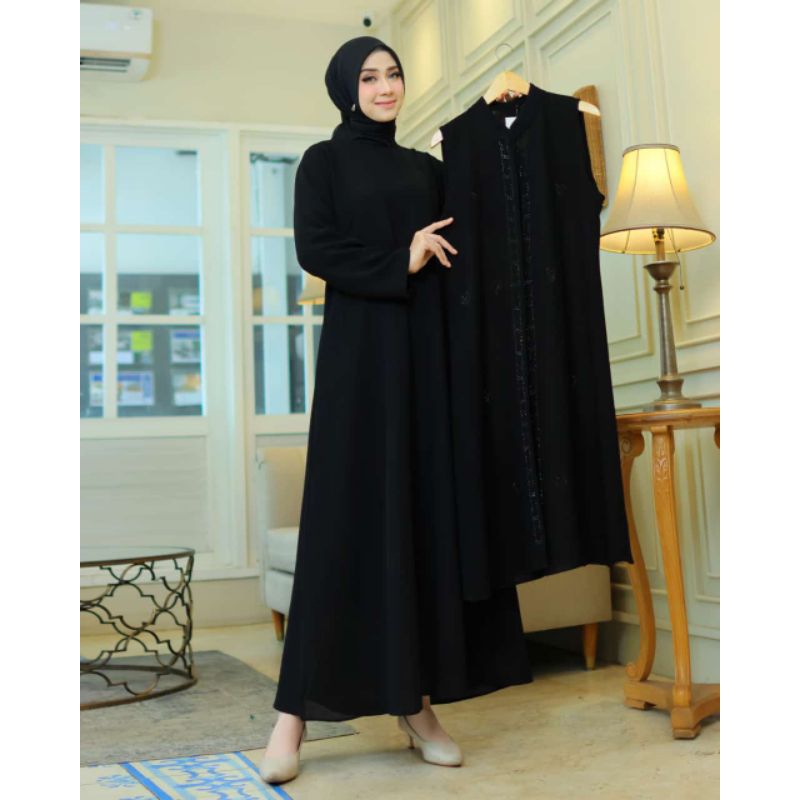 Gamis Arab/Abaya Hitam/Abaya/Abaya Turkey/Long Dress/COD/Gamis Mewah Elegant Model Rompi Pisah