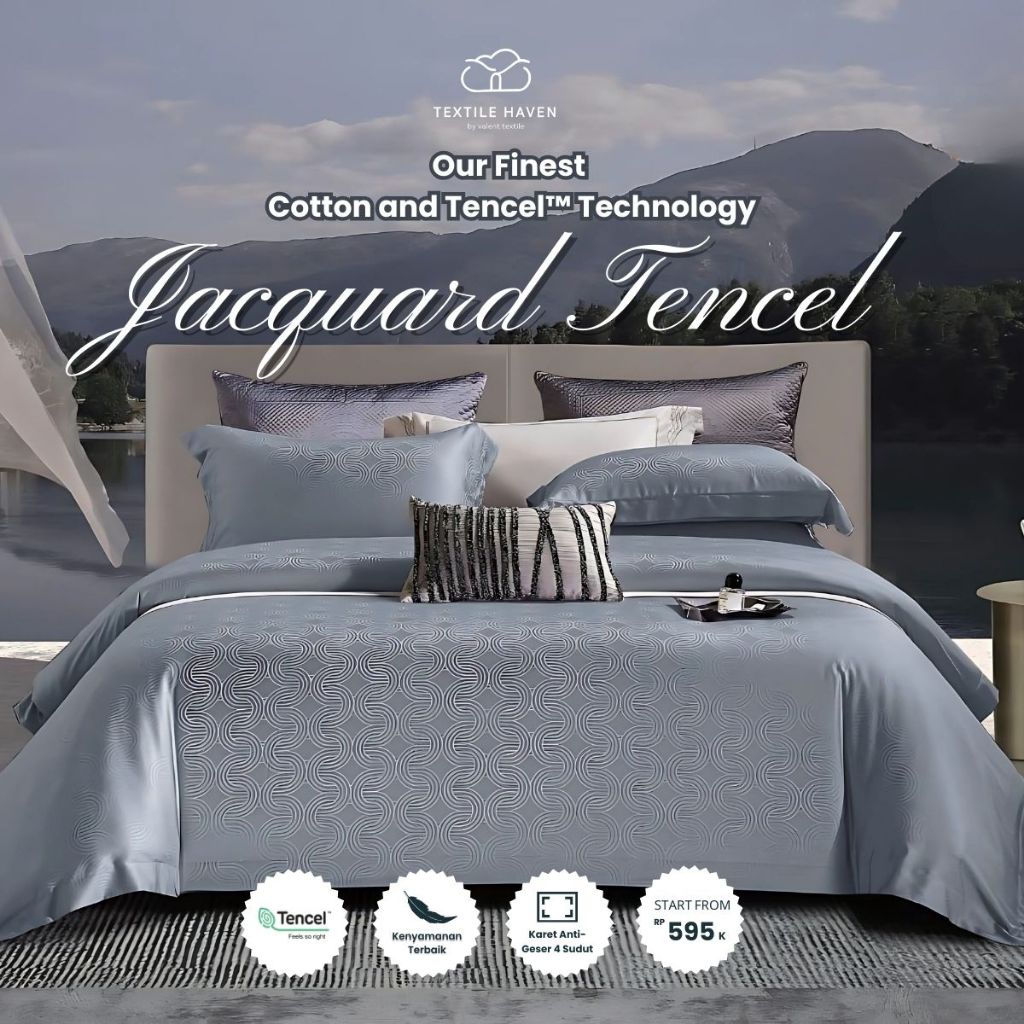 Sprei dan BedCover Jacquard Tencel Serat Bamboo Original 80s | Sprei KingKoil Sutra Emboss tinggi 40