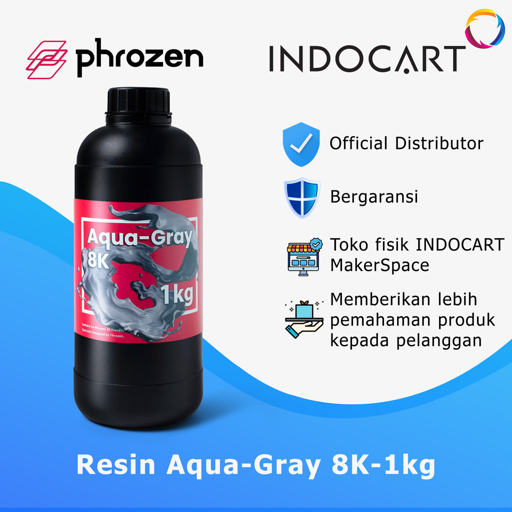 INDOCART Tinta Resin 3D Printer Resin Phrozen Aqua-Gray 8K 1kg-IndoCart 3D