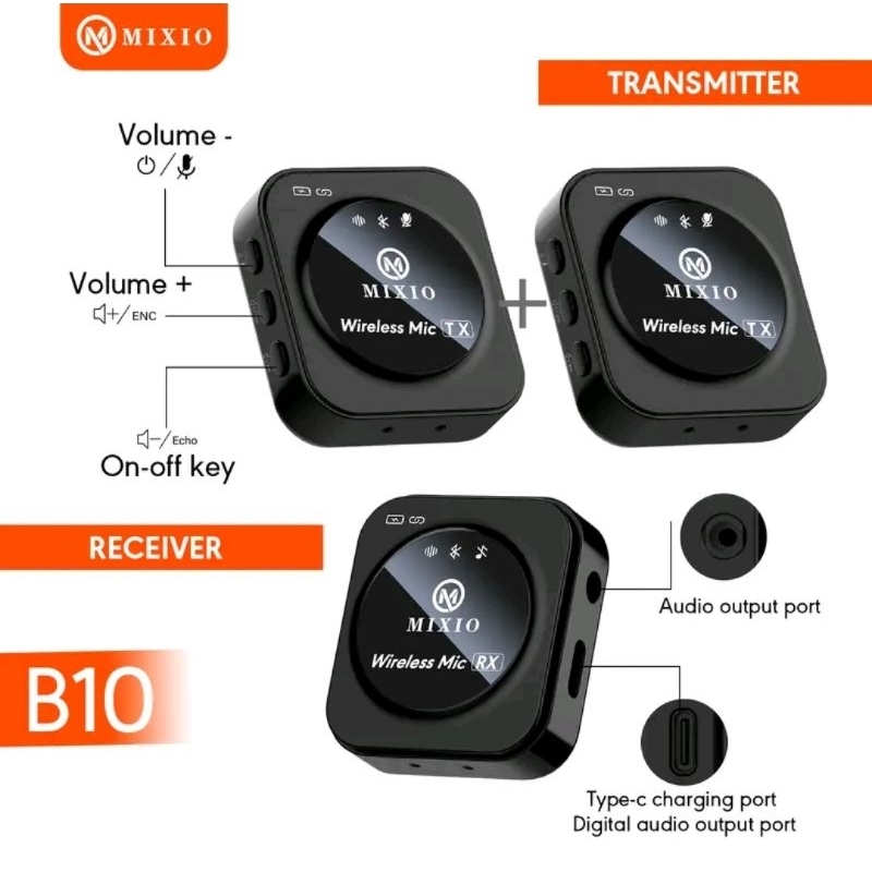MIXIO B10 wireless microphone mic wireless nirkabel clip on hp mixio B 10 mixiob10 mixio b9