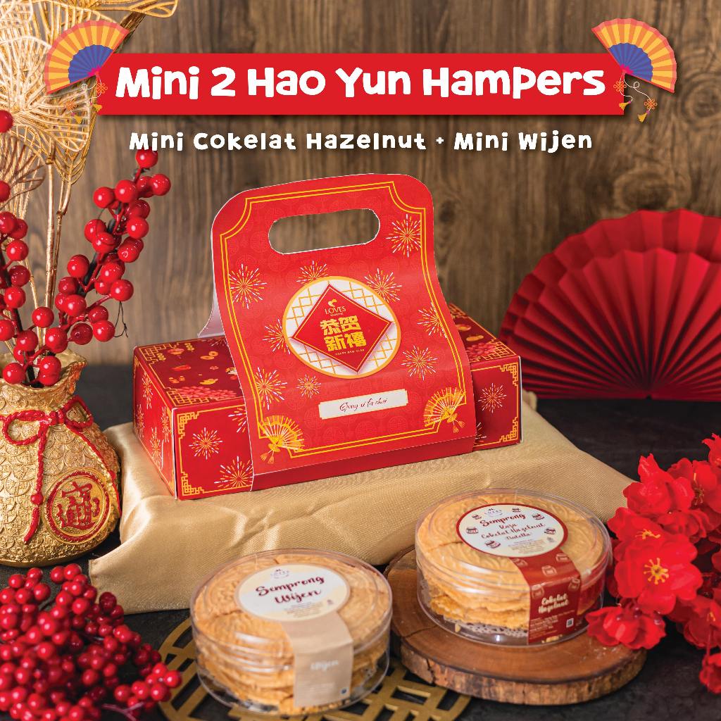 

Mini 2 Hao Yun Hampers Imlek CNY Isi Mini Cokelat Hazelnut + Mini Wijen Loves Semprong