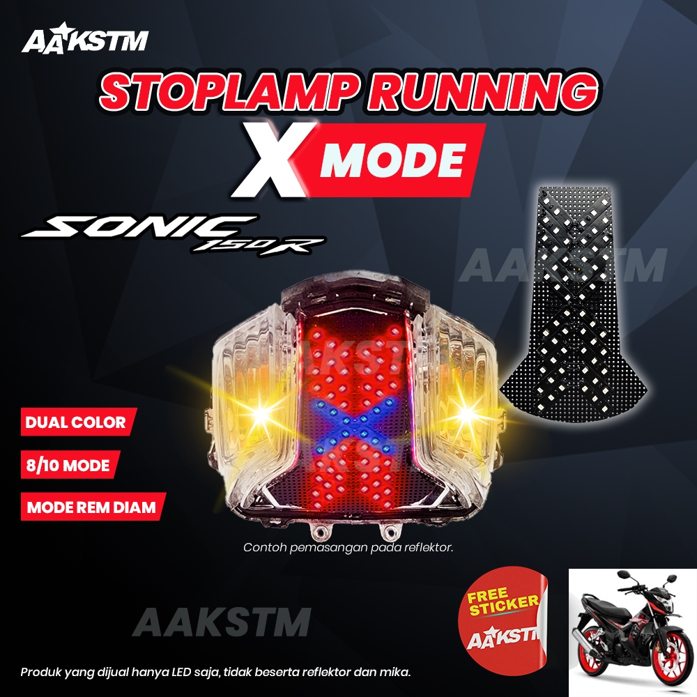 Lampu Rem LED Sonic 150 R X Mode LED 8 10 Mode Running Lampu  Belakang Variasi Modifikasi Motor