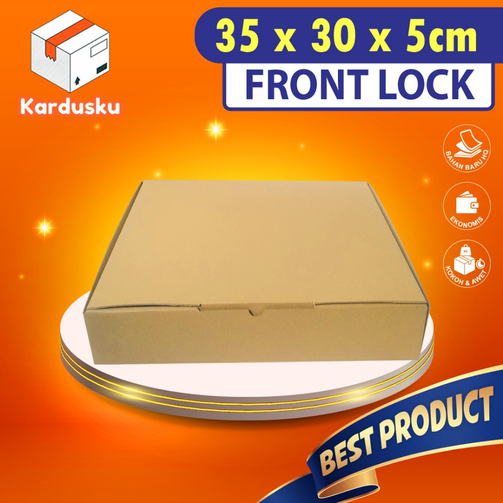 

Kardus Dus uk 35x30x5 cm (ECER) Die Cut Box Kotak Packing Aksesoris Baju Makanan Pizza Hijab Kue