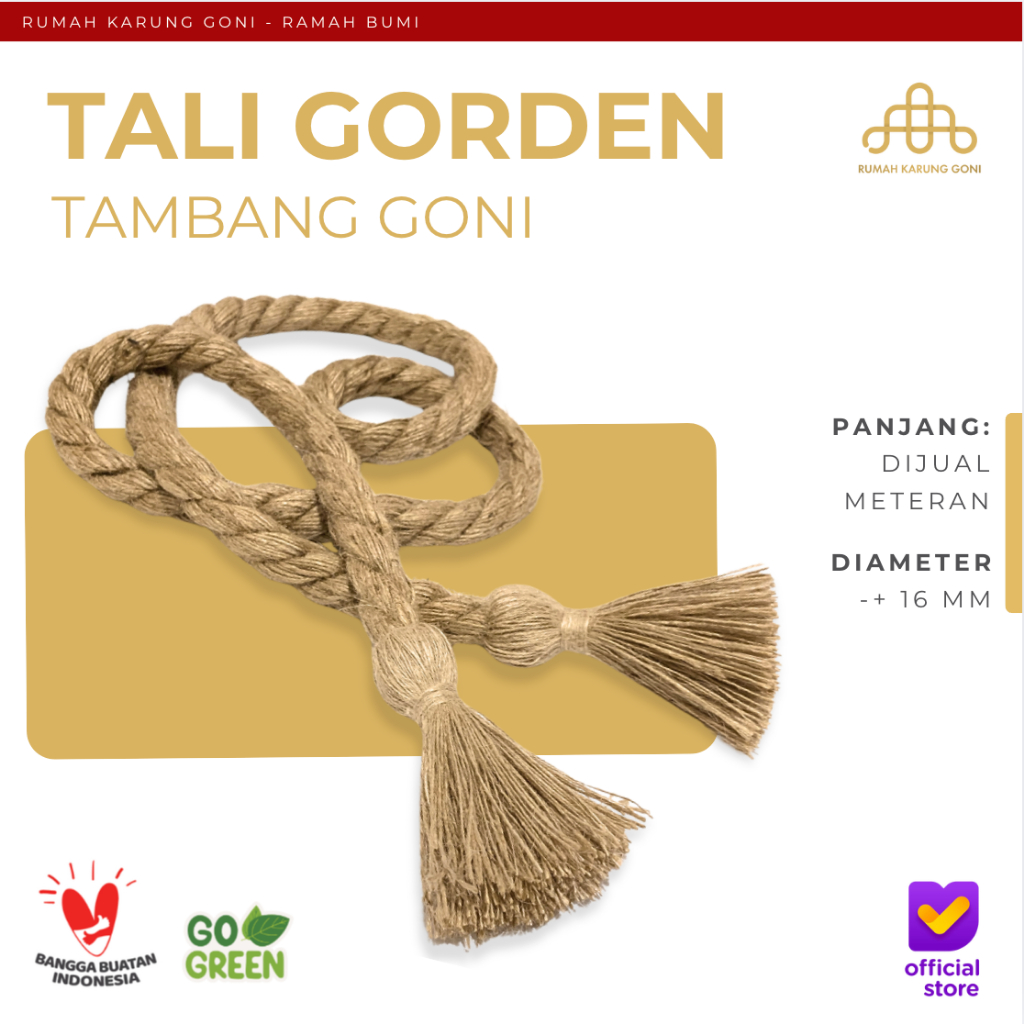 Tali Gorden Goni 150 cm - Tassel Ikat Gordyn Rustic - Tali Pengikat Ikatan Hordeng - Belt Gaun