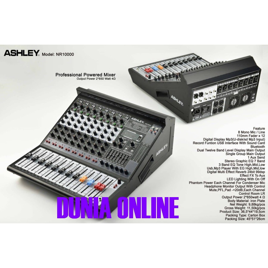 POWER MIXER 8ch ASHLEY NR 10000 /NR10000 ORIGINAL 8 CHANEL TENAGA BESAR