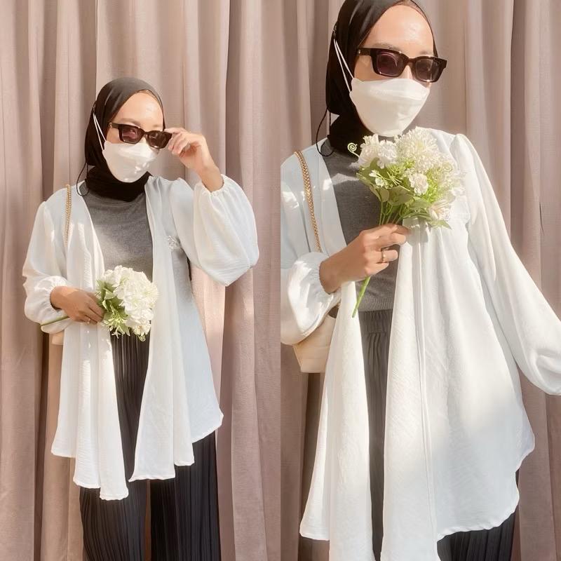 Toply shop Cardigan kella  / Caridgan lengan panjang crinkle air flow / outer crinkle airflow premiu