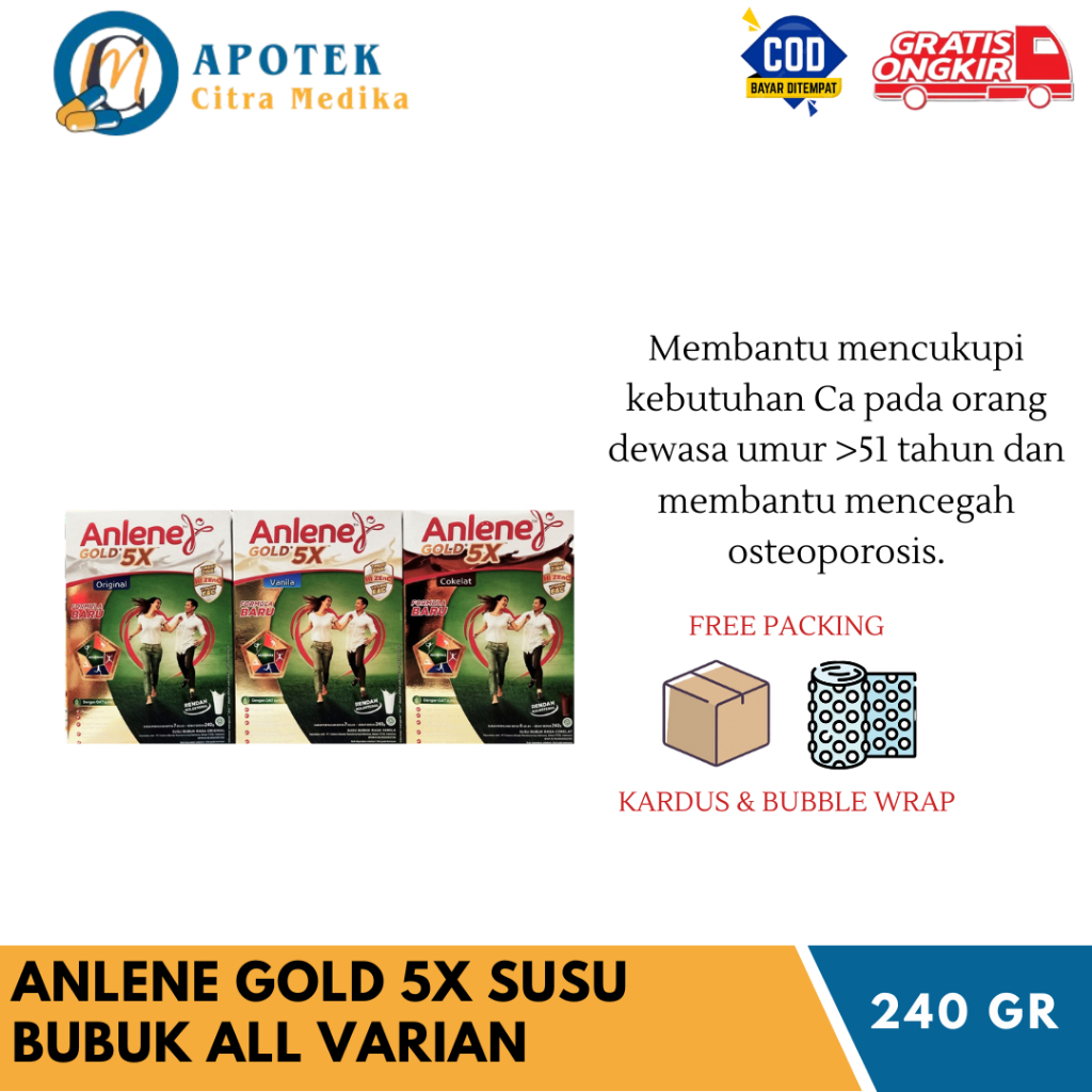 

Anlene GOLD 5X 240gr - Susu Bubuk Tinggi Kalsium Mencegah Osteoporosis