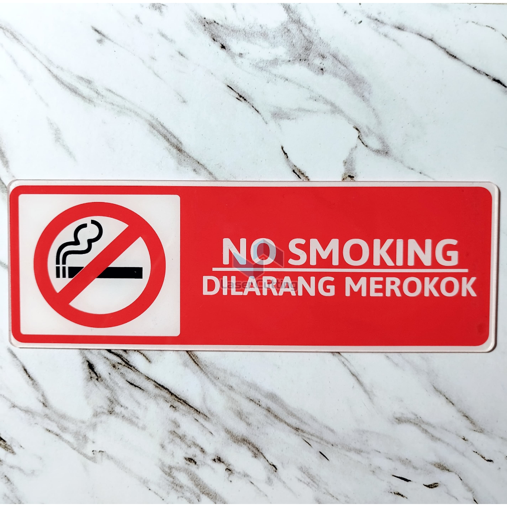 

PAPAN NO SMOKING AREA 19X6.5CM /PAPAN SIGN AKRILIK NO SMOKING AREA