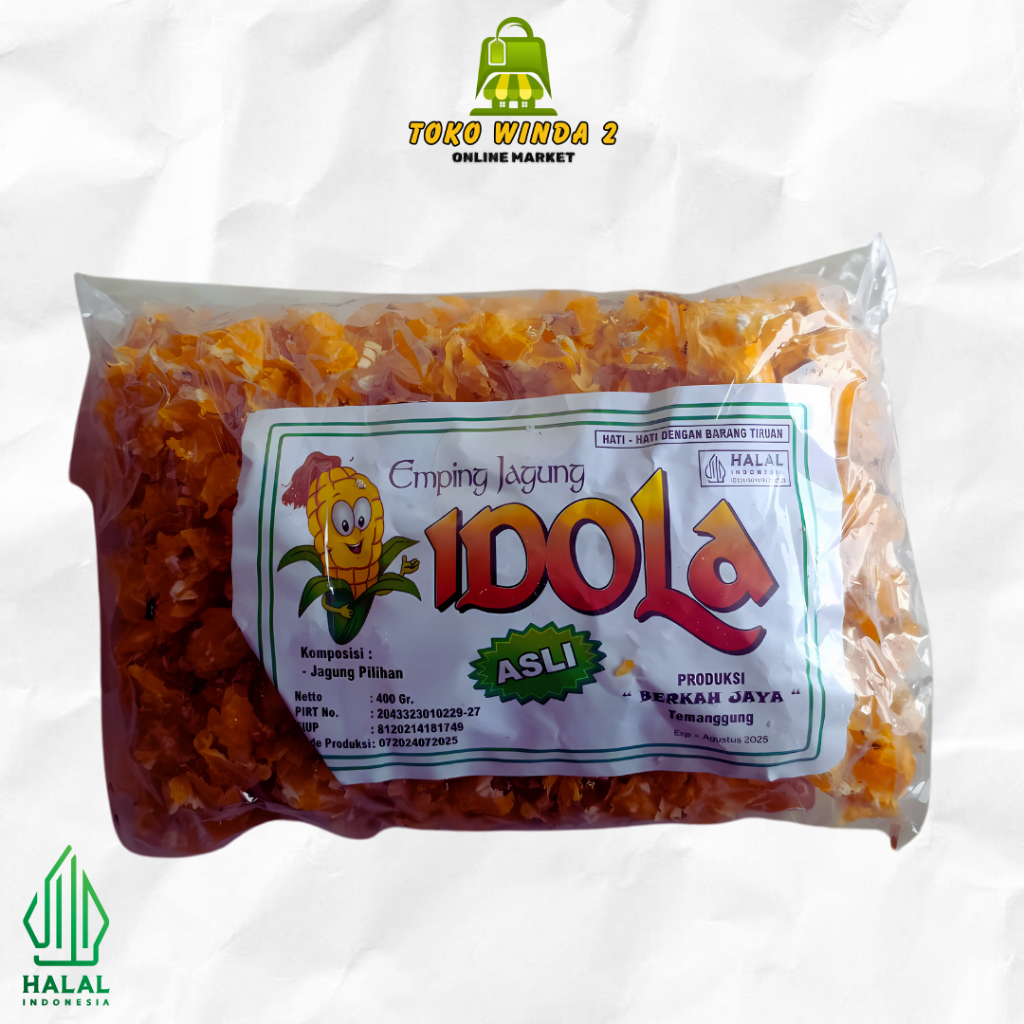 

EMPING JAGUNG CAP IDOLA 400GRAM/ MARNING JAGUNG/ EMPING JAGUNG GEPENG