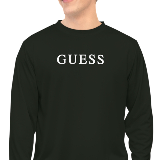 Kaos Lengan Panjang Pria Wanita Katun Combed - Guess Logo