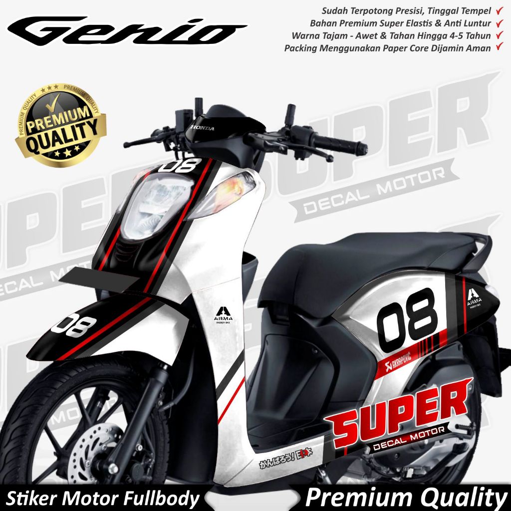Stiker Decal Honda Genio Full Body Variasi Cafe Racer Keren