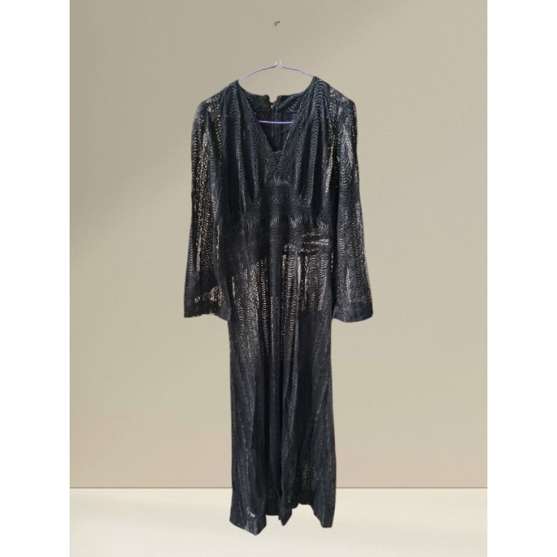 DR41 Long Dress Lace Black Nerawang All Size
