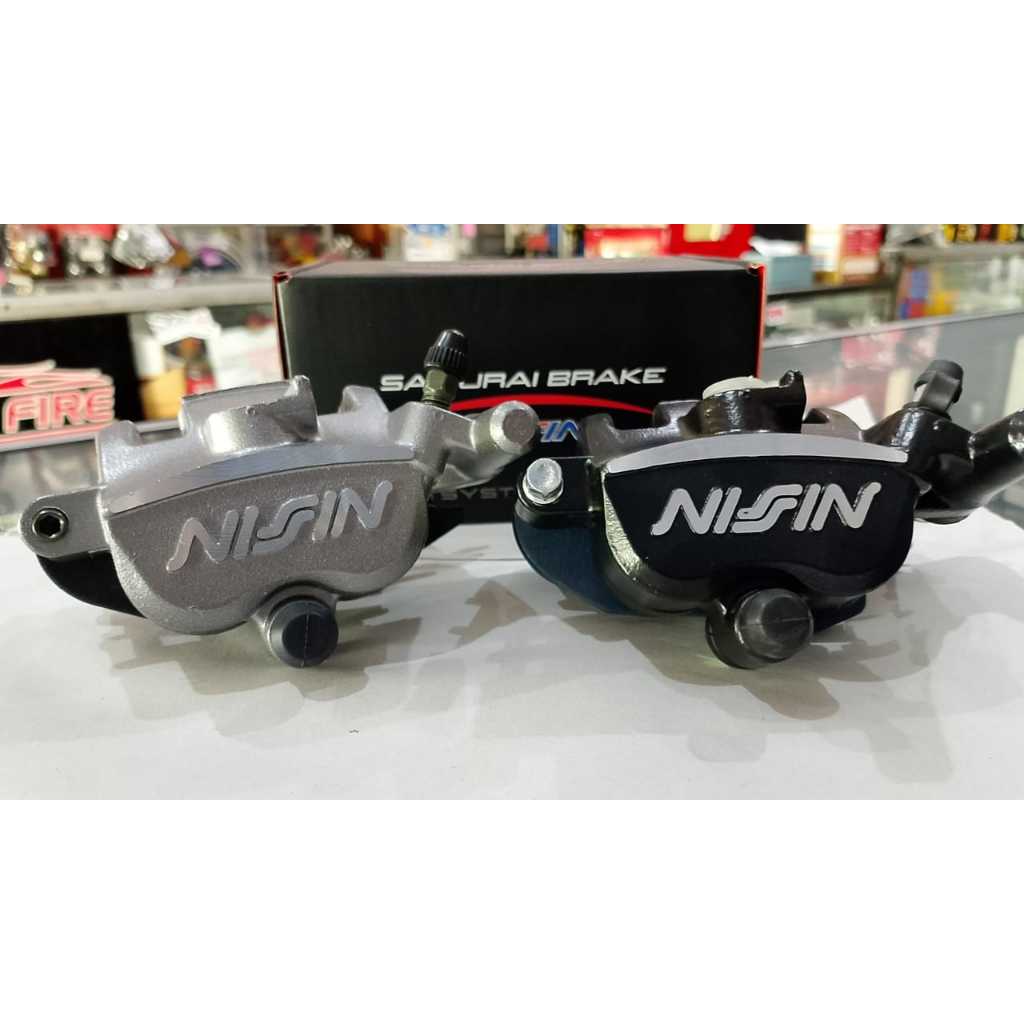 CALIPER KALIPER NISSIN SAMURAI  BRAKE DISC NISSIN SAMURAI HITAM SILVER 2 PISTON NISSIN SAMURAI