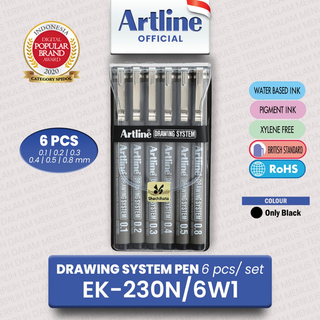

(LIVE) SET Artline DRAWING SYSTEM Technical Drawing Pen Set Case EK-230N/6W1 - Drawing Pen 6 pcs 2